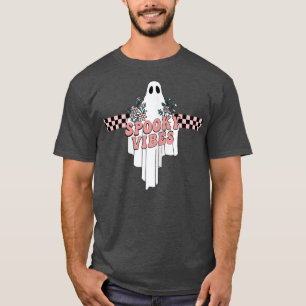 Race Car Chequered Creepy Vibes Retro Ghost Racing T-Shirt