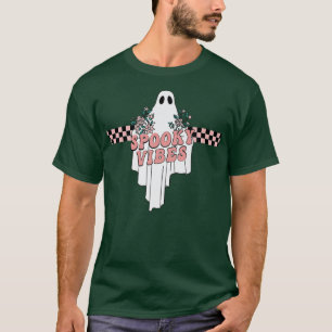 Race Car Chequered Creepy Vibes Retro Ghost Racing T-Shirt