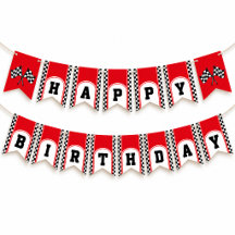 Race Car Chequered Flag Happy Birthday Bunting