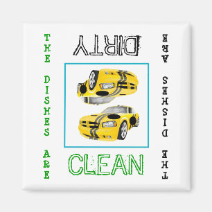 Race Car Clean Dirty Dishwasher Magnet