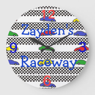 race car clock-edit name large clock