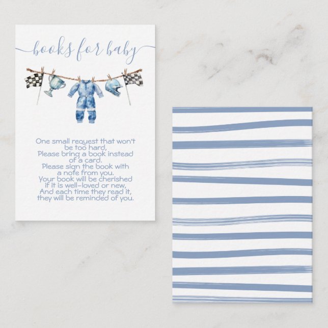 Race Car clothesline Books for Baby Enclosure Card (Front/Back)