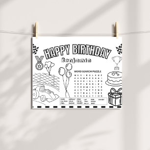Race car colouring page race car Birthday activity Invitation