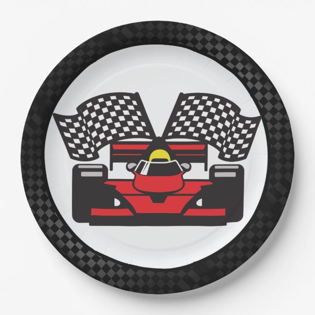 Race Car Design Paper Party Plate (Front)