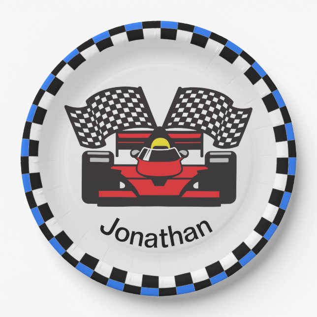 Race Car Design Paper Party Plate (Front)