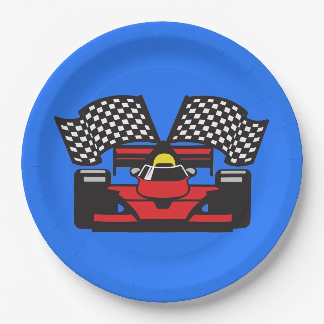 Race Car Design Paper Party Plate (Front)