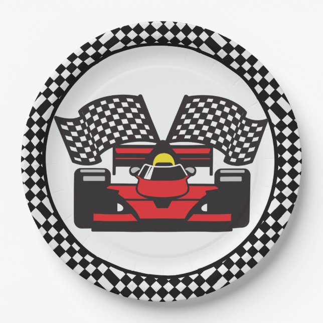 Race Car Design Paper Party Plate (Front)