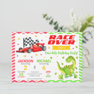Race Car & Dinosaur Joint Birthday Invitation
