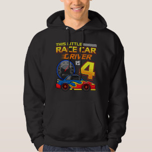 Race Car Driver 4th Birthday 4 Years Old Toddler B Hoodie