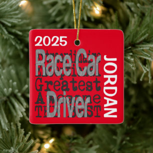 Race Car Driver Extraordinaire CUSTOM Ceramic Ornament