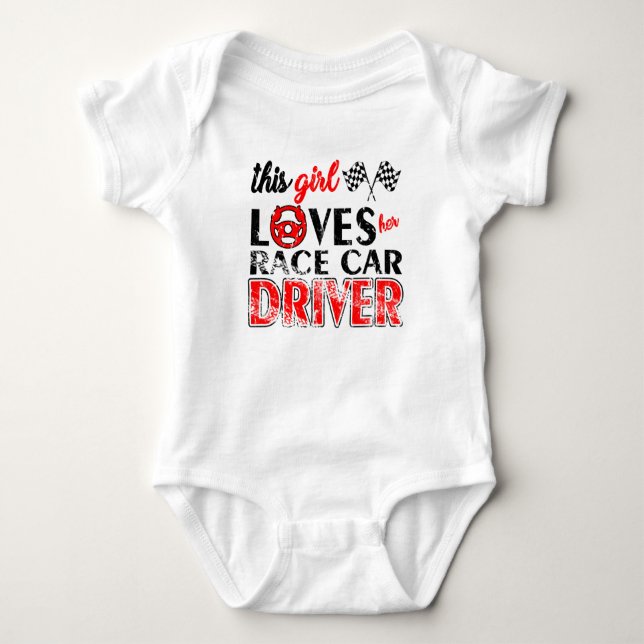 Race Car Driver Love Baby Bodysuit (Front)