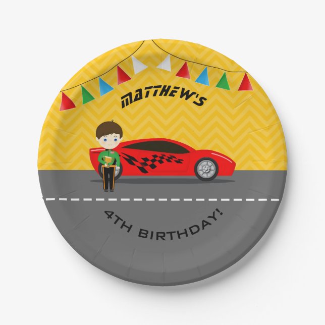 Race Car Driver Paper Plate (Front)