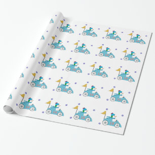 Race Car Driver Snowman Wrapping Paper