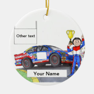 Race Car Driver, Stock - Female Ceramic Ornament