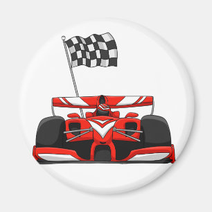 Race car extreme cartoon Choose background colour Magnet