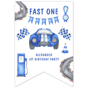 Race Car First Birthday Party  Bunting