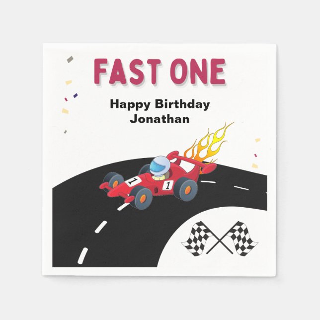 Race Car First  Birthday Party    Napkin (Front)