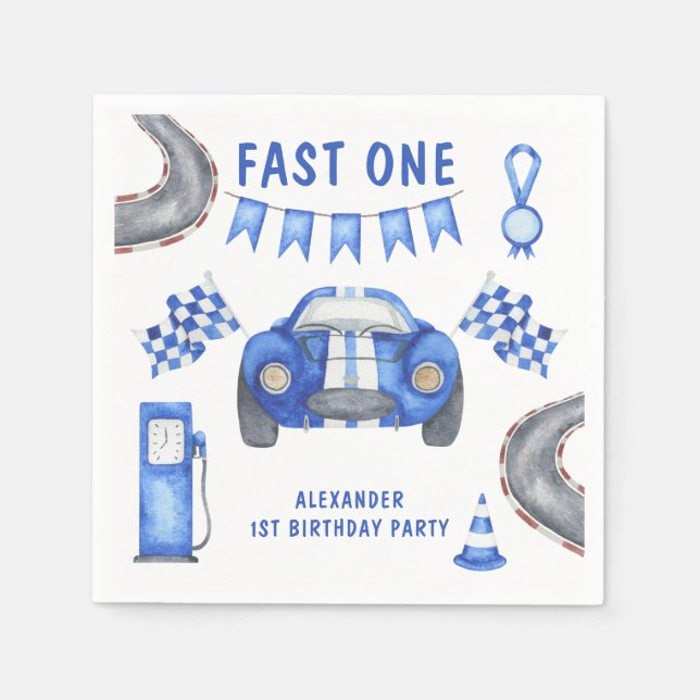 Race Car First Birthday Party  Napkin (Front)