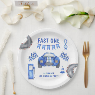 Race Car First Birthday Party Paper Plate