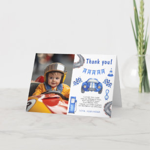 Race Car First Birthday Party Thank you Card