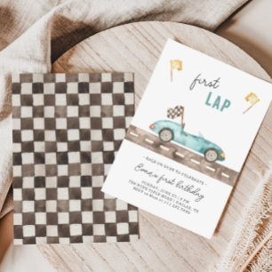 Race Car First Lap Birthday Invitation