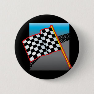 Race Car Flag 6 Cm Round Badge