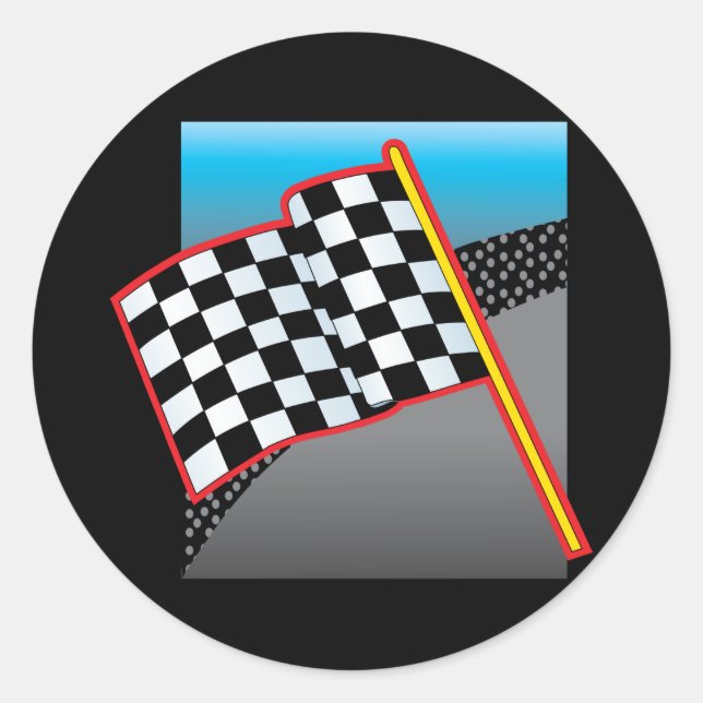 Race Car Flag Classic Round Sticker (Front)