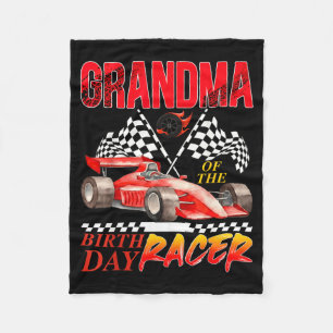 Race Car Grandma of The Birthday Racer Racing Fleece Blanket