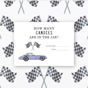 Race car - guess how many candies are in the jar enclosure card