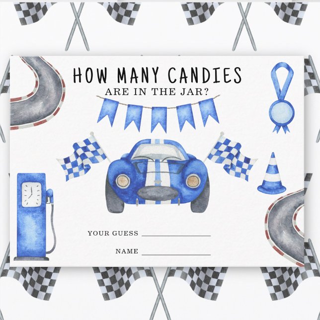 Race car - guess how many candies are in the jar enclosure card (Creator Uploaded)