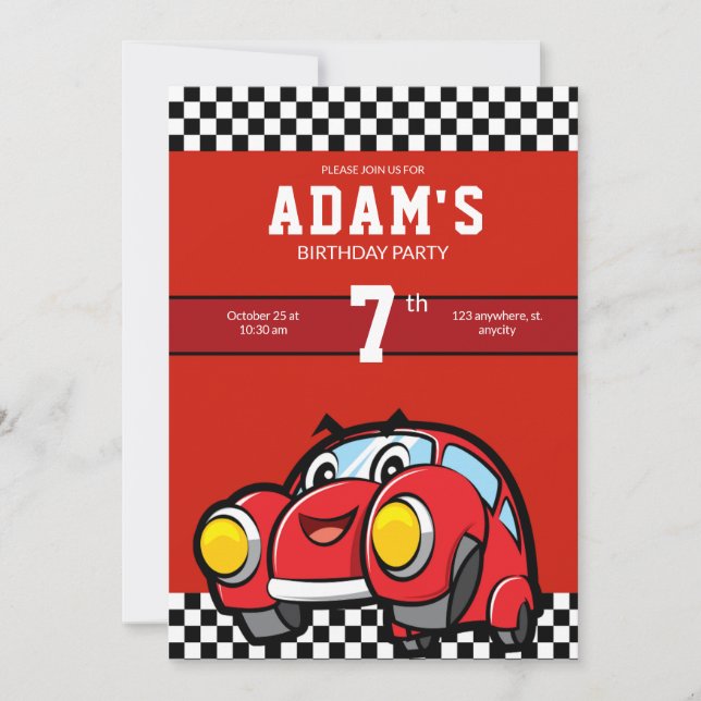 Race Car Invitation Cool Kids Birthday Invitation (Front)
