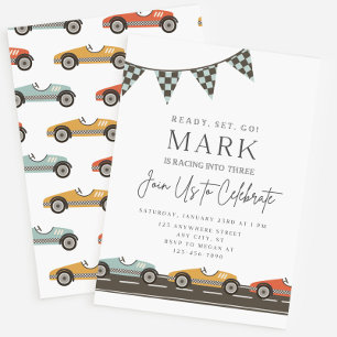 Race Car Invitation Ready Set Go Vintage Race Car 