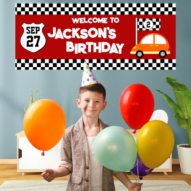  Race Car Kids Birthday Party Banner (Creator Uploaded)