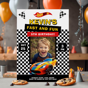 Race Car Kids Birthday Party Invitation