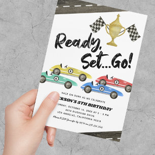 Race Car Kids Birthday Party Invitation