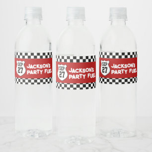 Race Car Kids Birthday Party Water Bottle Label