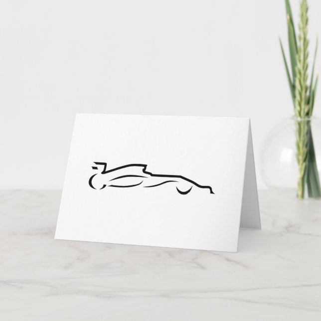 Race Car Line Drawing Silhouette Card (Front)