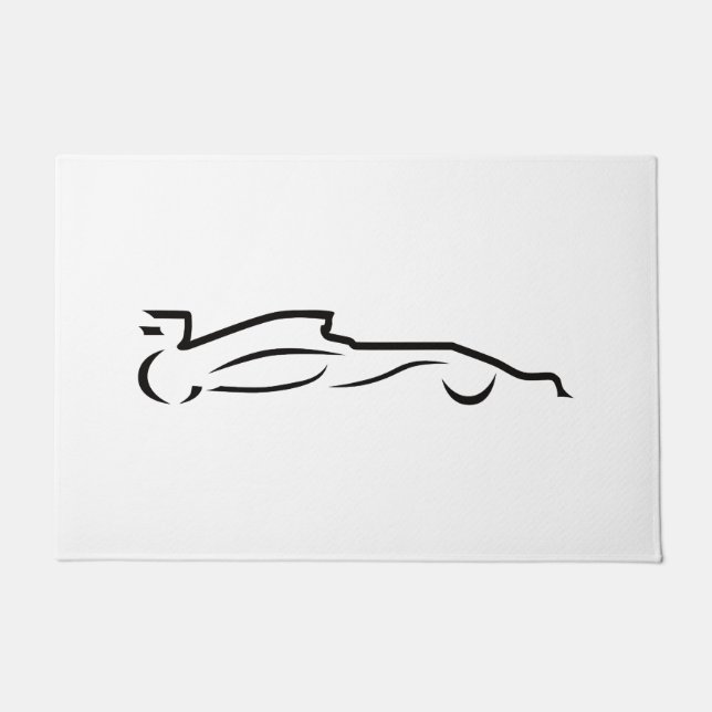 Race Car Line Drawing Silhouette Doormat (Front)