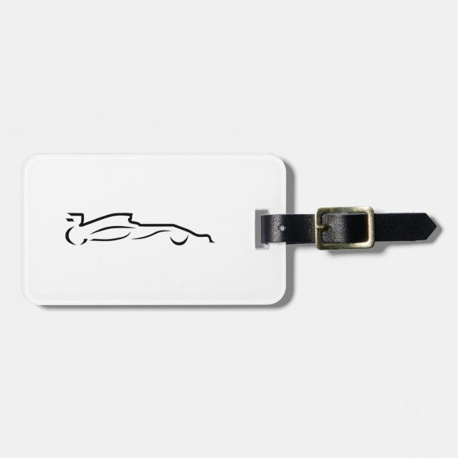 Race Car Line Drawing Silhouette Luggage Tag (Front Horizontal)
