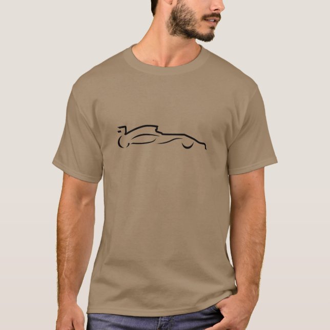 Race Car Line Drawing Silhouette T-Shirt (Front)