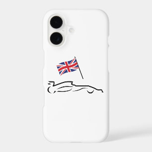 Race Car Line Drawing with British Flag