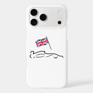 Race Car Line Drawing with British Flag