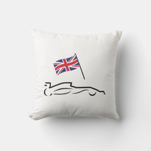 Race Car Line Drawing with British Flag Cushion