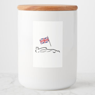 Race Car Line Drawing with British Flag Food Label