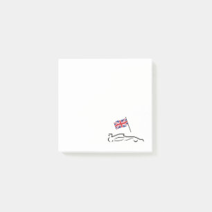 Race Car Line Drawing with British Flag Post-it Notes
