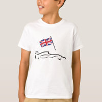 Race Car Line Drawing with British Flag
