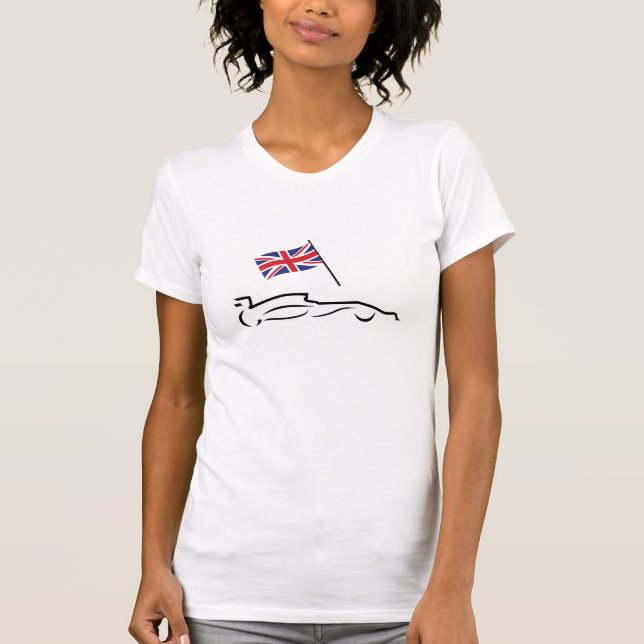 Race Car Line Drawing with British Flag T-Shirt (Front)