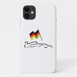 Race Car Line Drawing with German Flag iPhone 11 Case