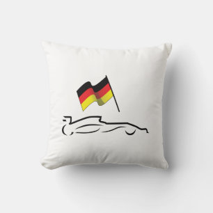 Race Car Line Drawing with German Flag Cushion