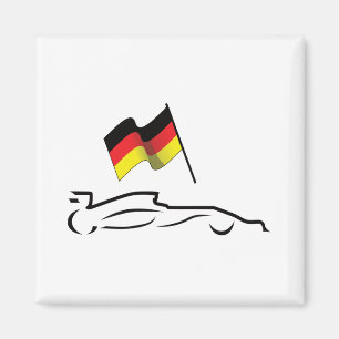 Race Car Line Drawing with German Flag Magnet